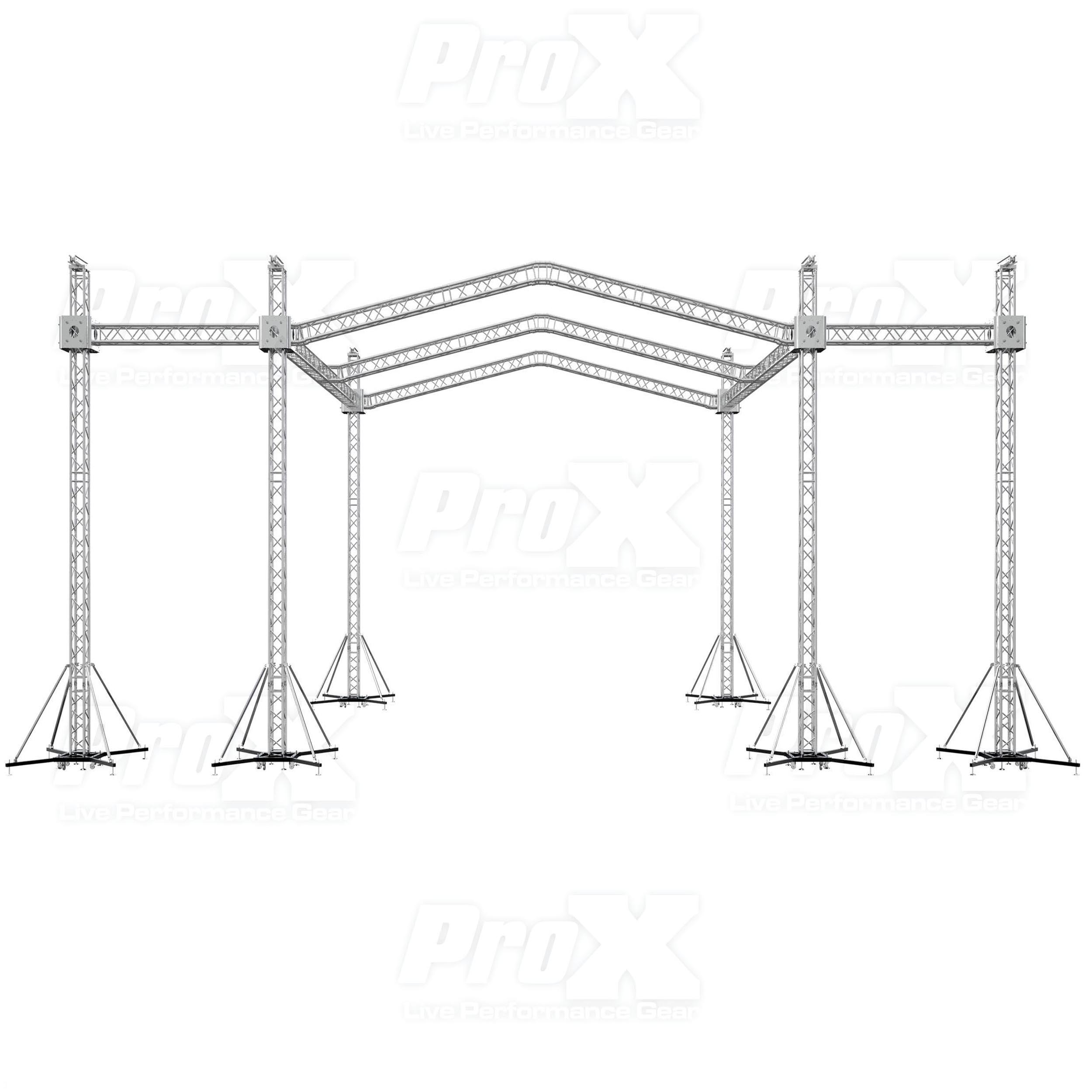 12D Stage Roofing System 30'W x 30'L x 23'H & Speaker Wings - Incl 6 Chain Hoist